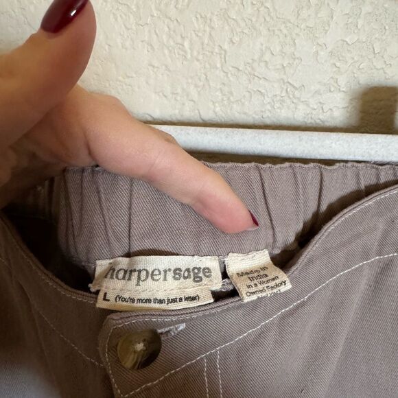 HarperSage Cotton Canvas Ballon Cargo Utility Pants Sz Large in Brown - Picture 4 of 6